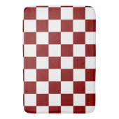 Maroon en wit geruit  badmat (Voorkant Verticaal)