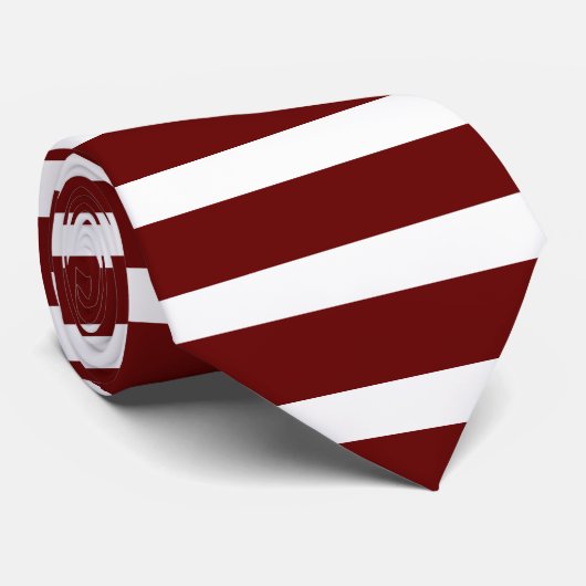 Maroon en wit, horizontaal gestreept Stropdas (Opgerold)