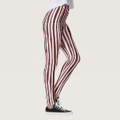 Maroon en wit verticaal gestreepte Leggings (Rechts)