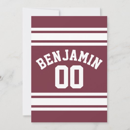 Maroon en witte Jersey Stripes Verjaardagsfeest Kaart (Achterkant)