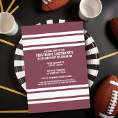 Maroon en witte Jersey Stripes Verjaardagsfeest Kaart