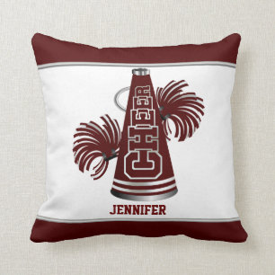 Maroon en witte Megaphone Cheerleader Pillow Kussen
