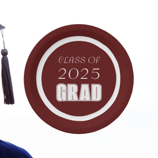 Maroon en witte school kleuren Afstuderen Papieren Bordje