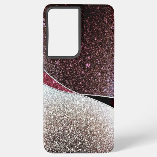 Maroon en zilveren glitter gekleurde telefoonhoes. samsung galaxy hoesje (Achterkant)