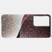 Maroon en zilveren glitter gekleurde telefoonhoes. samsung galaxy hoesje (Linkerkant)