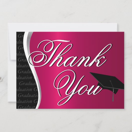 Maroon en zwart Afstuderen Hartelijk dank Bedankkaart (Voorkant)