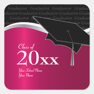 Maroon en zwart Afstuderen Sticker