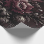 Maroon en zwart bloemencadeau inpakpapier (Hoek)