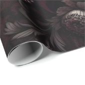 Maroon en zwart bloemencadeau inpakpapier (Rol Hoek)