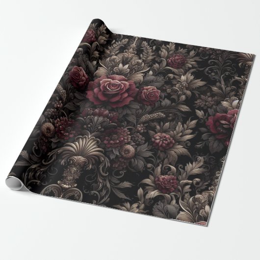 Maroon en zwart cadeaupapier (Uitgerold)