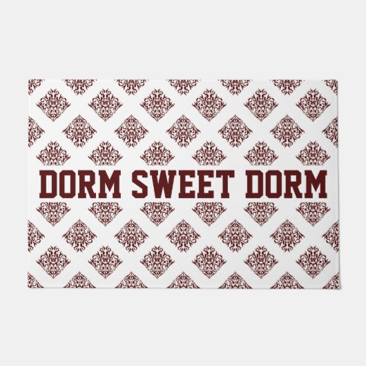 Maroon Fancy Damask Cool Fun Dorm School Home Deurmat (Voorkant)