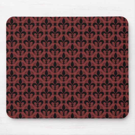 Maroon Fancy Fleur de lis Mousepad Muismat (Voorkant)