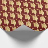 Maroon Faux Gold Foil Afstuderen Pet Patroon Cadeaupapier (Hoek)