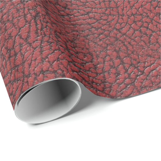 Maroon Faux Textured Leather Cadeaupapier (Rol Hoek)