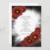 Maroon Floral Sunburst Wedding Invitations Kaart (Voorkant / Achterkant)
