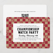 Maroon Football Check Big Game Watch Party Kaart (Voorkant / Achterkant)