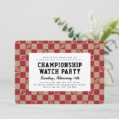 Maroon Football Check Big Game Watch Party Kaart (Staand voorkant)