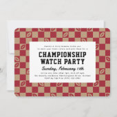 Maroon Football Check Big Game Watch Party Kaart (Voorkant)
