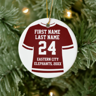 Maroon Football Soccer Hockey Sports Jersey Keramisch Ornament