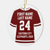 Maroon Football Soccer Hockey Sports Jersey Keramisch Ornament (Links)