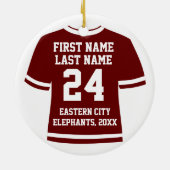 Maroon Football Soccer Hockey Sports Jersey Keramisch Ornament (Achterkant)