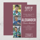 Maroon Foto Afstuderen Uitnodiging (Voorkant / Achterkant)