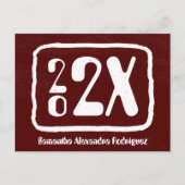 Maroon Funky Class Year Afstuderen Briefkaart (Voorkant)