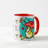 Maroon Funny Mushroom Cartoon Character Mok (Voorkant rechts)