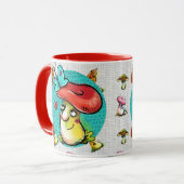 Maroon Funny Mushroom Cartoon Character Mok (Voorkant links)