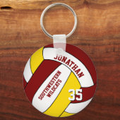 maroon - geel volleybal voor gepersonaliseerde jon sleutelhanger (Achterkant)