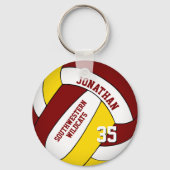 maroon - geel volleybal voor gepersonaliseerde jon sleutelhanger (Achterkant)
