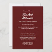 Maroon Geometric Afstuderen Foto Uitnodiging (Achterkant)