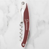 Maroon Gepersonaliseerde bruiloft Groomsman Kurkentrekker (Voorkant)