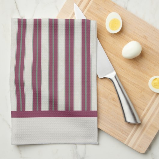 Maroon Gestreepte Keuken Handdoeken (Quarter Fold)