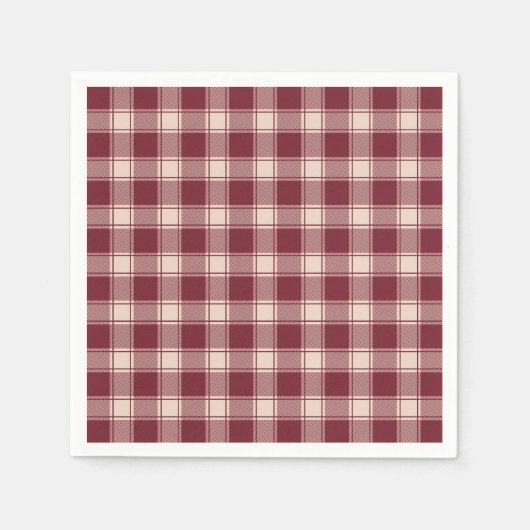 Maroon Gingham Herfst Autumn Servet (Voorkant)