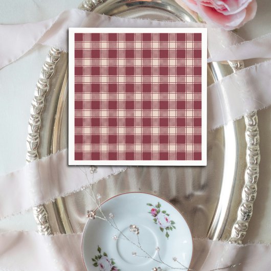 Maroon Gingham Herfst Autumn Servet