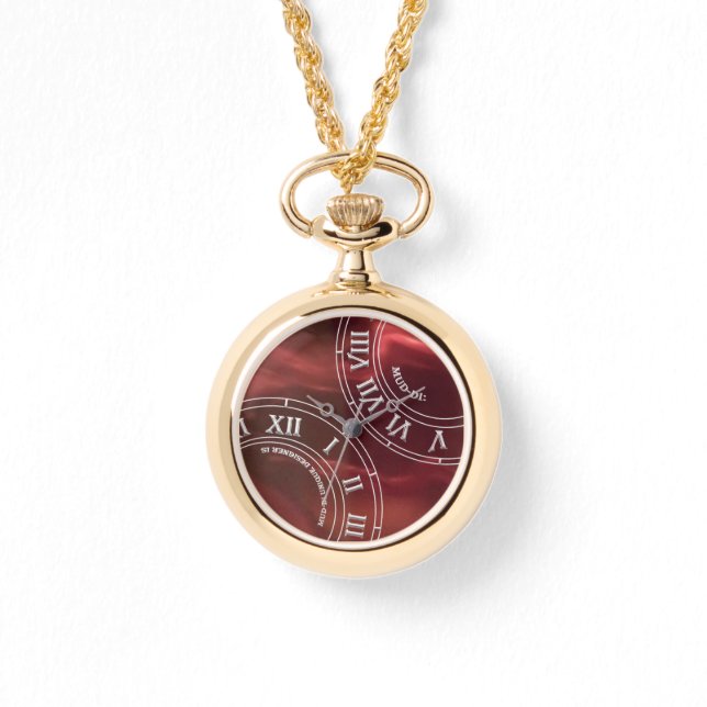 Maroon Glass RN Pocket Watch Horloge (Voorkant)
