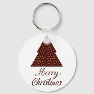Maroon glitter kerstboom - vrolijke kerstmis sleutelhanger