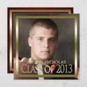 Maroon Gold 2013 Monogram Foto Afstuderen Kaart (Voorkant / Achterkant)