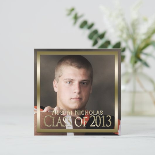 Maroon Gold 2013 Monogram Foto Afstuderen Kaart (Staand voorkant)