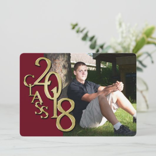 Maroon & Gold 2018 Afstuderen Uitnodiging (Staand voorkant)