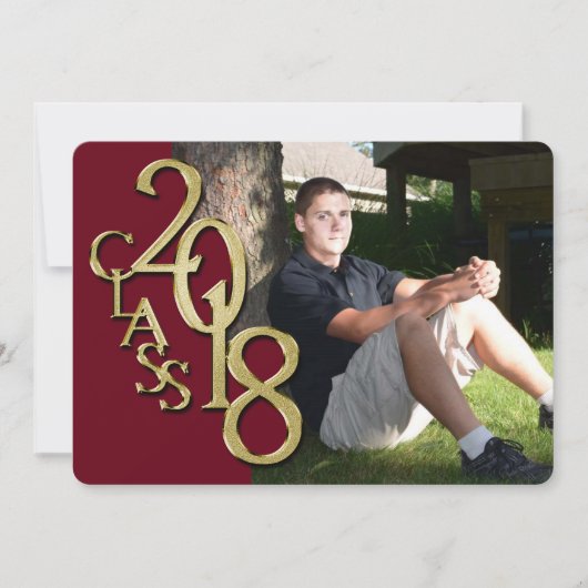 Maroon & Gold 2018 Afstuderen Uitnodiging (Voorkant)