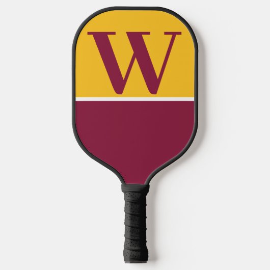 Maroon & Gold 2 College Monogram Pickleball Paddle (Voorkant)