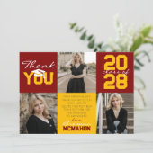 Maroon & Gold 3 Foto Afstuderen Dank u Kaart (Staand voorkant)