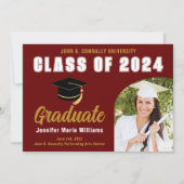 Maroon Gold Afstuderen 2023 Graduation Party Aankondiging (Voorkant)