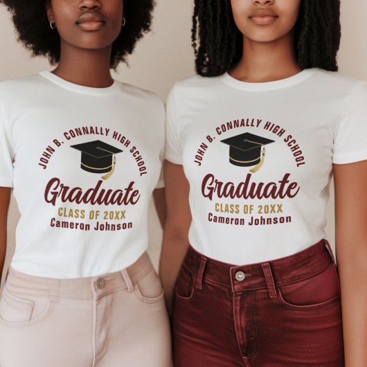 Maroon Gold Afstuderen 2025 Afstuderen Vrouwen Tri-Blend Shirt