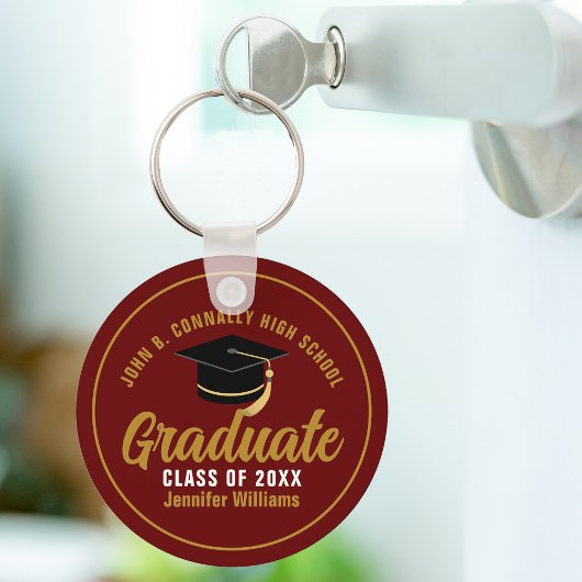 Maroon Gold Afstuderen - Aangepast 2023-Afstuderen Sleutelhanger