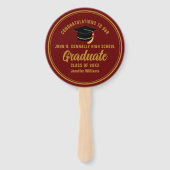 Maroon Gold Afstuderen Aangepast Afstuderen Foto Handwaaier (Voorkant)