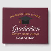 Maroon Gold Afstuderen Autograph Keepsake 2025 Gastenboek (Voorkant)