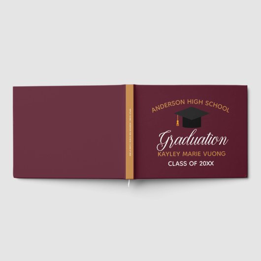 Maroon Gold Afstuderen Autograph Keepsake 2025 Gastenboek (Volledig)